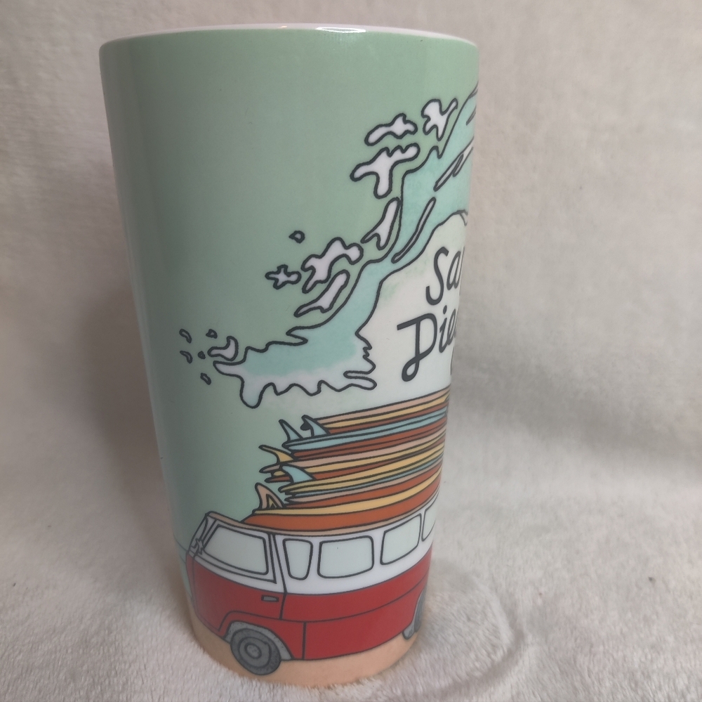 Starbucks San Diego Local Collection Ceramic Mug Cup VW Bus Surf 12oz - Picture 7 of 9